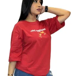 JAC INDIAN Women Printed Extended Sleeves T-shirt image 3