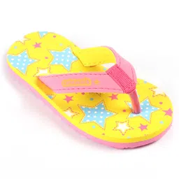 Cute Walk by Babyhug Slip On Flip Flops Stars Print- Yellow image 3