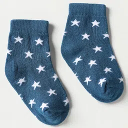 cute walk by babyhug Cutewalk by Babyhug Ankle Length Anti-Bacterial Socks with Star Design & Stripes Pack of 3 - Navy Blue image 3