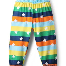 Babyhug Cotton Knit Full Sleeves Stripes & Star Printed Co-Ords Night Suit - Multi Colour image 4
