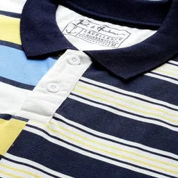 Mast & Harbour Men Striped Polo Collar Drop-Shoulder Sleeves T-shirt image 2