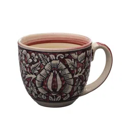 MIAH Decor Beige & Maroon 2-Pieces Printed Ceramic Cups Set image 3