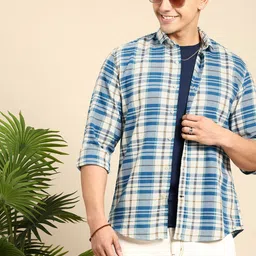 Mast & Harbour Pure Cotton Checked Casual Shirt-picture-26