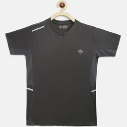 CHIMPRALA Boys Charcoal Solid Round Neck Sports T-shirt-picture-20