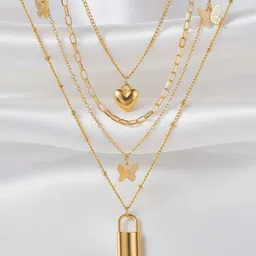 DressBerry Women Gold-Plated Four Layered Necklace image 4