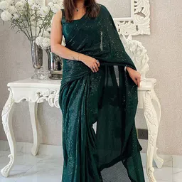 Anouk Striped Sequinned Saree image 4