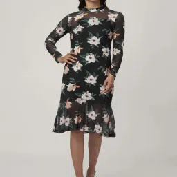 Honey by Pantaloons Black Floral Print A-Line Dress-image-54