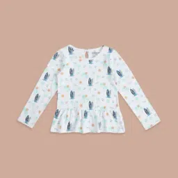 Pantaloons Junior White & Blue Cotton Printed Full Sleeves Top-picture-24