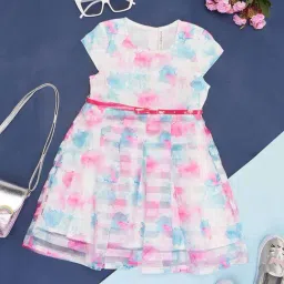 Pantaloons Junior Pink & Blue Cotton Printed Dress-image-12