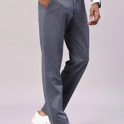 V-Mart Men Solid Slim Fit Mid-Rise Button Closure Chinos Trousers image 2