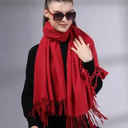 Mafadeny Maroon Regular Fit Self Design Stole image 5