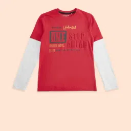 Pantaloons Junior Red Cotton Printed Full Sleeves T-Shirt-image-30