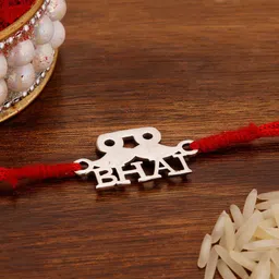 GIVA Men Silver-Toned & Red BHAI Rakhi-picture-45