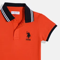 U.S. Polo Assn. Kids Boys Self-Design Polo Collar Pure Cotton T-shirt image 4