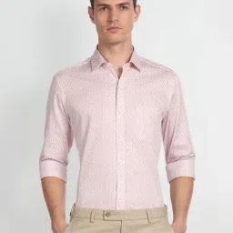 Arrow Pink Cotton Regular Fit Printed Shirt-picture-32