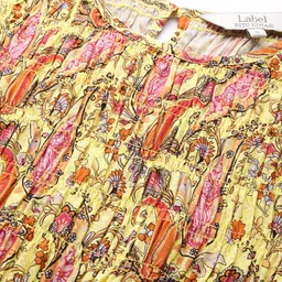 Label Ritu Kumar Yellow & Pink Floral Maxi Dress image 2