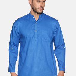 Sethukrishna Men Blue Solid Straight Kurta-picture-7