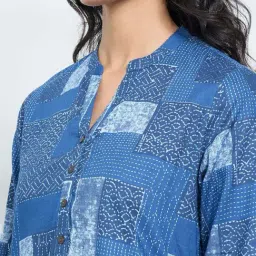 Rangmanch By Pantaloons Blue Regular Fit Printed Kurta image 5