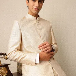 House of Pataudi Self Design Textured Jashn Bandhgala Blazer-picture-21