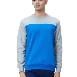 Park Avenue Blue & Grey Slim Fit Sweatshirt-image-90