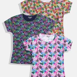 Eteenz Kids Girls Pack Of 3 Floral Printed T-Shirt-picture-56