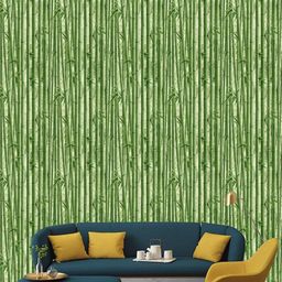 Jaamso Royals Green Vas Bamboo Printed Self Adhesive Wallpaper-picture-36