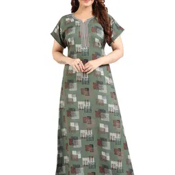 TRUNDZ Women Printed V-neck Maxi Regular Nightdress-picture-30