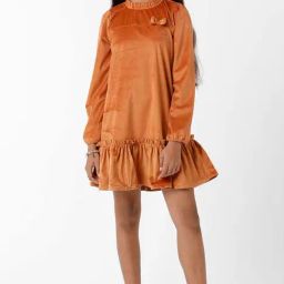 Kate & Oscar Kids Tan Applique Full Sleeves Dress-picture-8