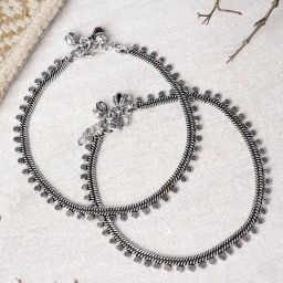 Teejh Spoorthi Silver Oxidized Ghungroo Pair of Anklet-picture-34