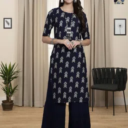 HERE&NOW Selection Of 2 Floral Printed Round Neck Straight Kurta-picture-25