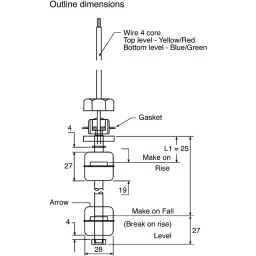 SENSATA / CYNERGY3 SSF67 Series Vertical Stainless Steel Float Switch Direct Load 250V AC Max 120V DC Max, SSF67A25B75 image 5