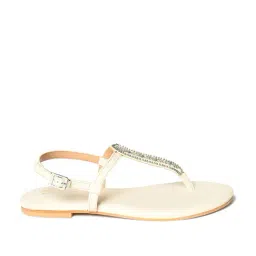 W Women's White T-Strap Sandals-picture-36