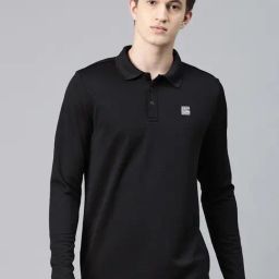 ALCIS Black Anti Static Slim Fit Textured Sports Polo T-Shirt-picture-0