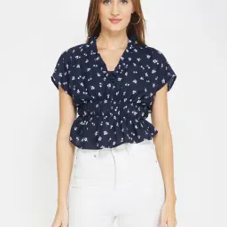 Oxolloxo Navy Floral Print Crop Top-image-50