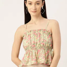 Slenor Floral Print Georgette Peplum Top-image-48