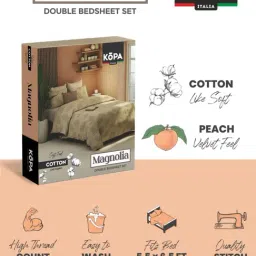 Kopa Light Blue Microfiber Geometric 152 TC Double Bedsheet with 2 Pillow Covers image 5