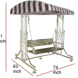 kaushalendra Sturdy Stainless Steel 3-Seater Swing Jhula - 350 Kg Capacity, Weatherproof Canopy Swings for Adults, 160 Centimeters/188 Centimeters image 2