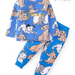 Babyoye Disney Cotton Knit Full Sleeves Night Suit With Dumbo Print - Blue-picture-9