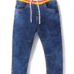 Babyhug Full Length Denim Washed Stretchable Jeans - Blue-image-71