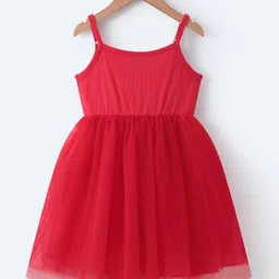 Mark & Mia Singlet Sleeves Solid Frock - Red image 1