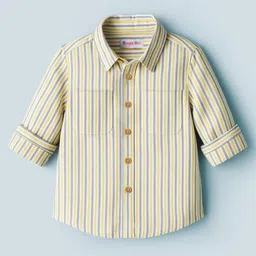 Kookie Kids Cotton Woven Full Sleeves Striped Shirt - Yellow-image-80