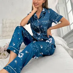 NIJANAND TEXTILE Floral Printed Shirt With Pyjamas image 5