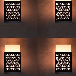 Gojeeva Black 4 Pieces Textured Contemporary Rectangle Shaped Wooden Wall Lamp-picture-11