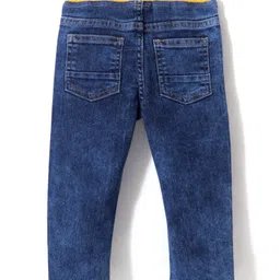 Babyhug Full Length Denim Washed Stretchable Jeans - Blue image 2