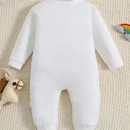 KNITROOT Cotton Full Sleeves Animals & Text Printed Romper - White image 3