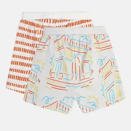 MINI KLUB Cotton Knit Pack Of 2 Abstract Printed Shorts - White image 3