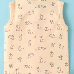 Tango Interlock Knit Sleeveless Shorts Night Suit With Bunny Print - Cream image 3