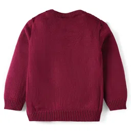 Babyhug Knitted Full Sleeves Sweater Set with Cable Knit Design - Wine image 3