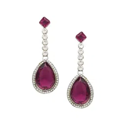 I Jewels Silver Plated Crystal & Diamond Stone Studded Jewellery Set image 5