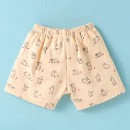 Tango Interlock Knit Sleeveless Shorts Night Suit With Bunny Print - Cream image 4